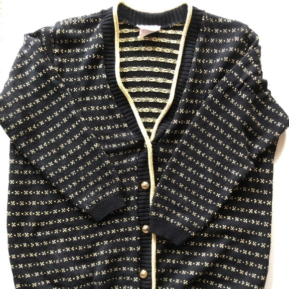Vtg Gold  and Black Cardigan - Picture 5 of 13